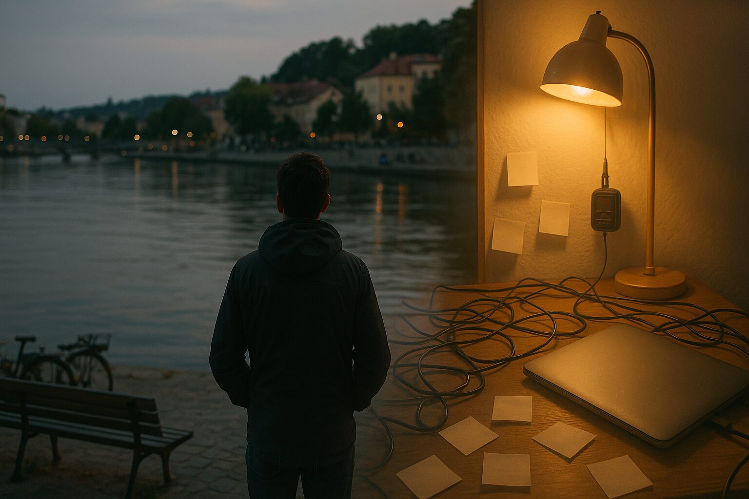 Mehr über den Artikel erfahren Donauabend, Schreibtisch und Mini‑GPS