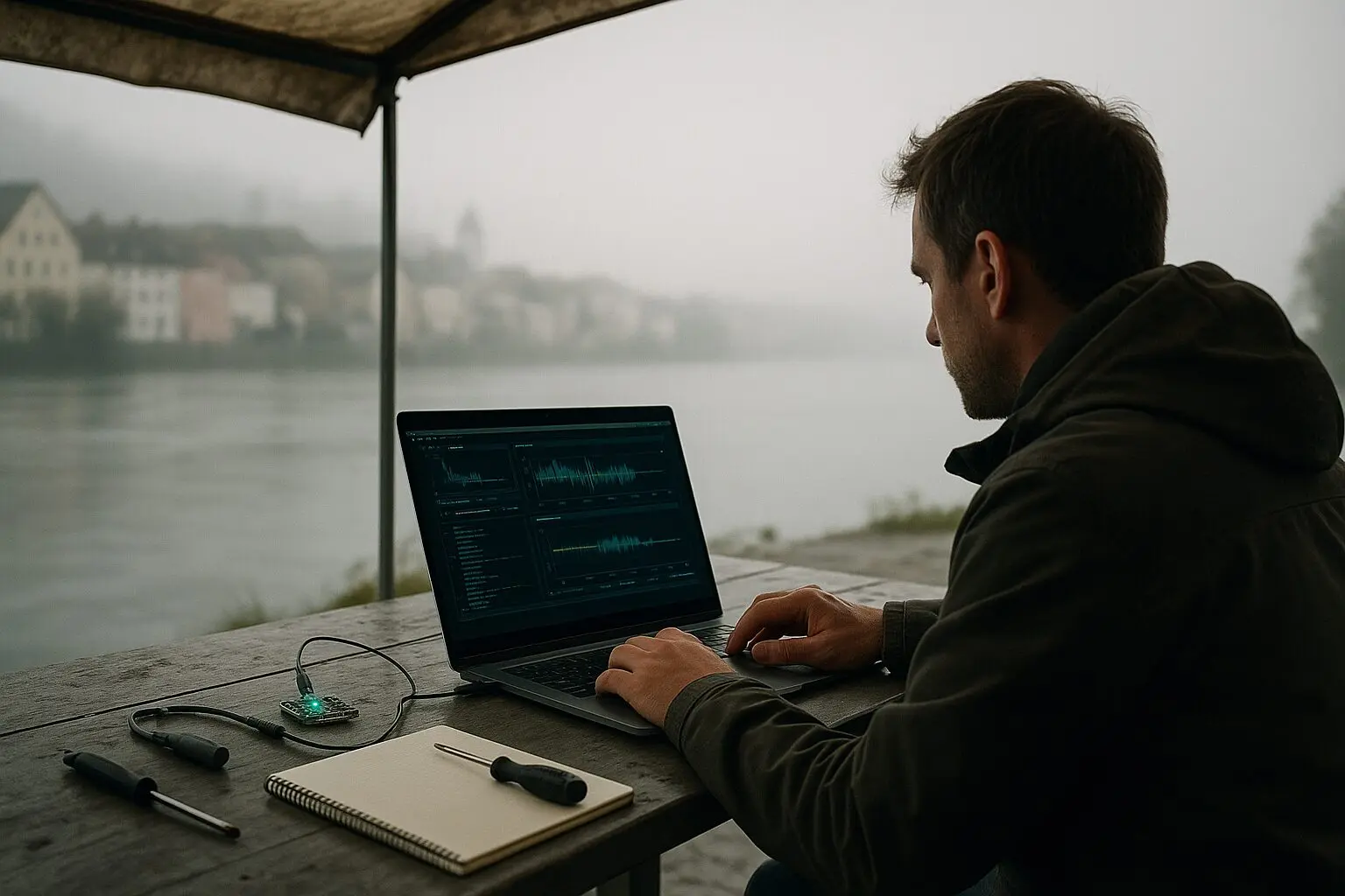 Mehr über den Artikel erfahren Tag 56 — 12:35 Uhr: Unter dem Vordach, Nebel und der nächste Trace-Run